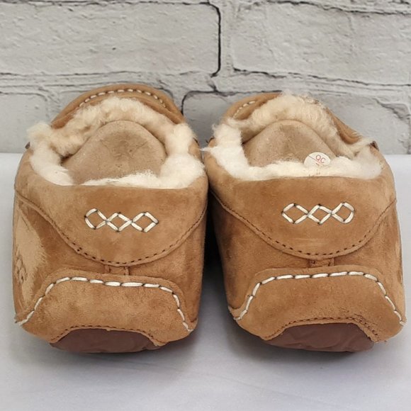 UGG 'ANSLEY' SHEARLING WOOL MOCCOSIAN SLIPPERS 'RICH CHESNUT' SUEDE - Picture 4 of 16
